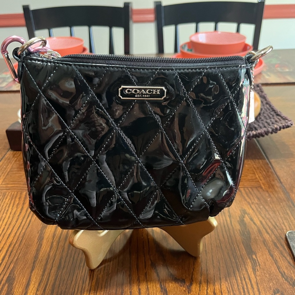 Coach Black Patent Quilted Crossbody